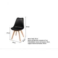 Kit C/ 6 Cadeiras Leda ? Charles Eames, Saarinen Wood Com Almofada Preta - 9