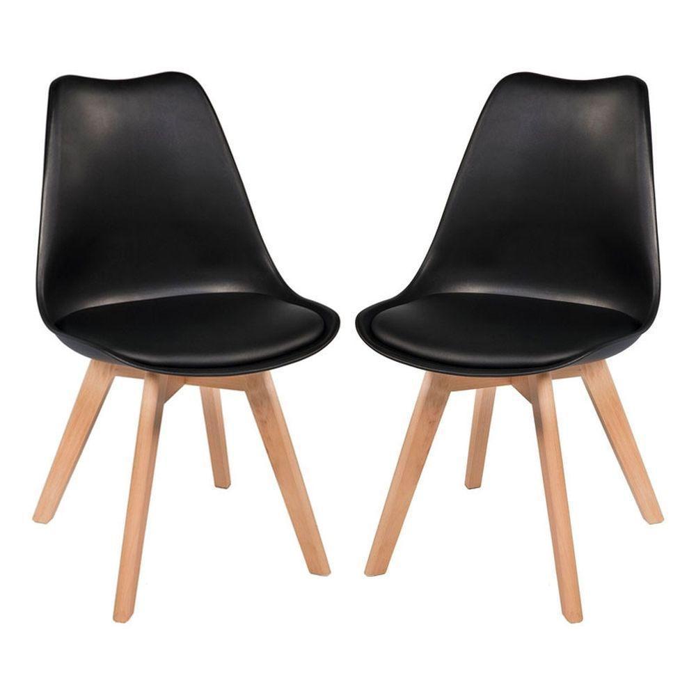 Kit Com 2 Cadeiras Leda Preta - Charles Eames Com Almofada - 1