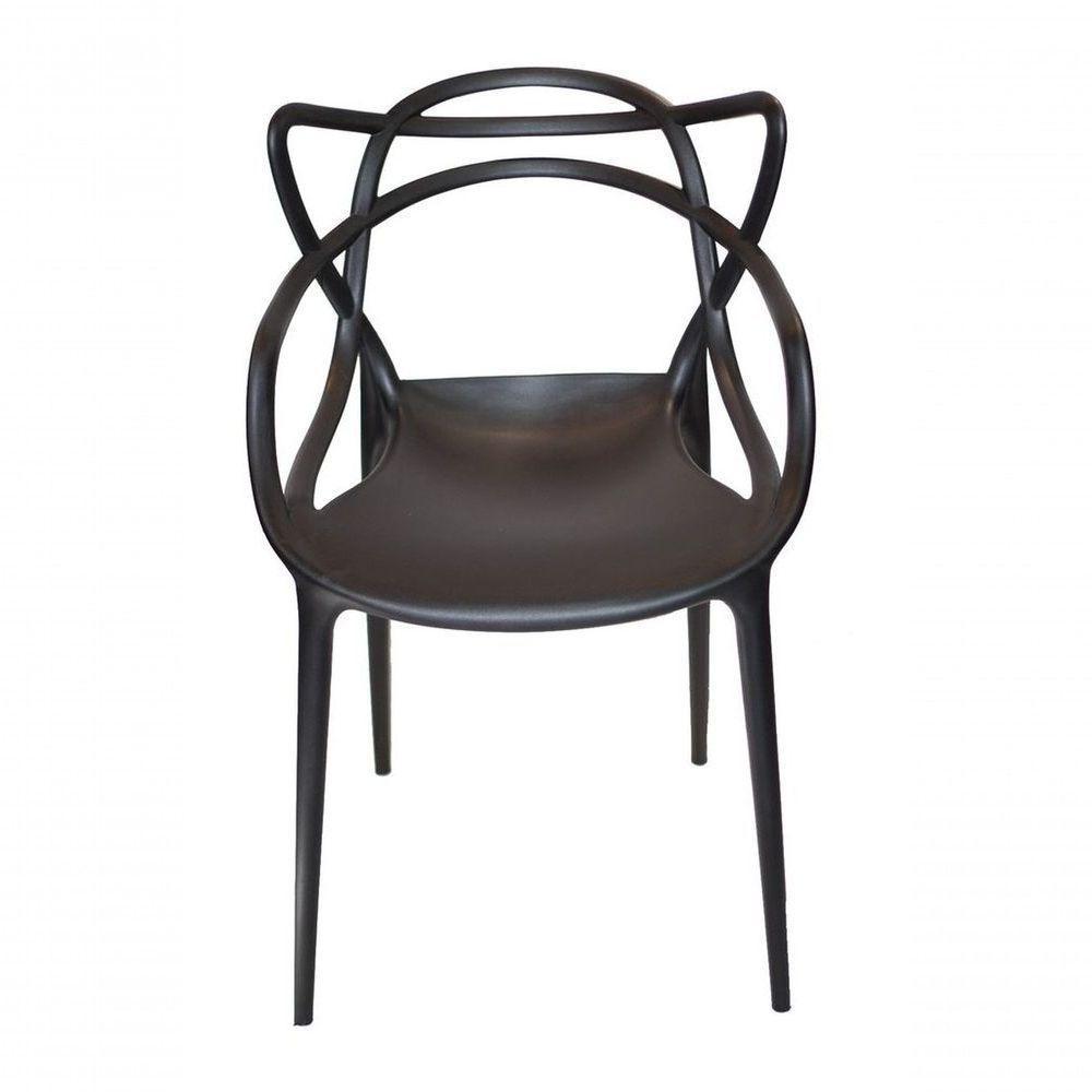 Kit Com 2 Cadeira Allegra Masters 100% Polipropileno Preta - 2