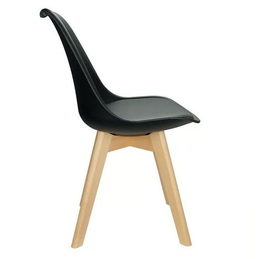 Kit C/6 Cadeiras Leda ? Charles Eames, Saarinen Wood Com Almofada Preta - 9