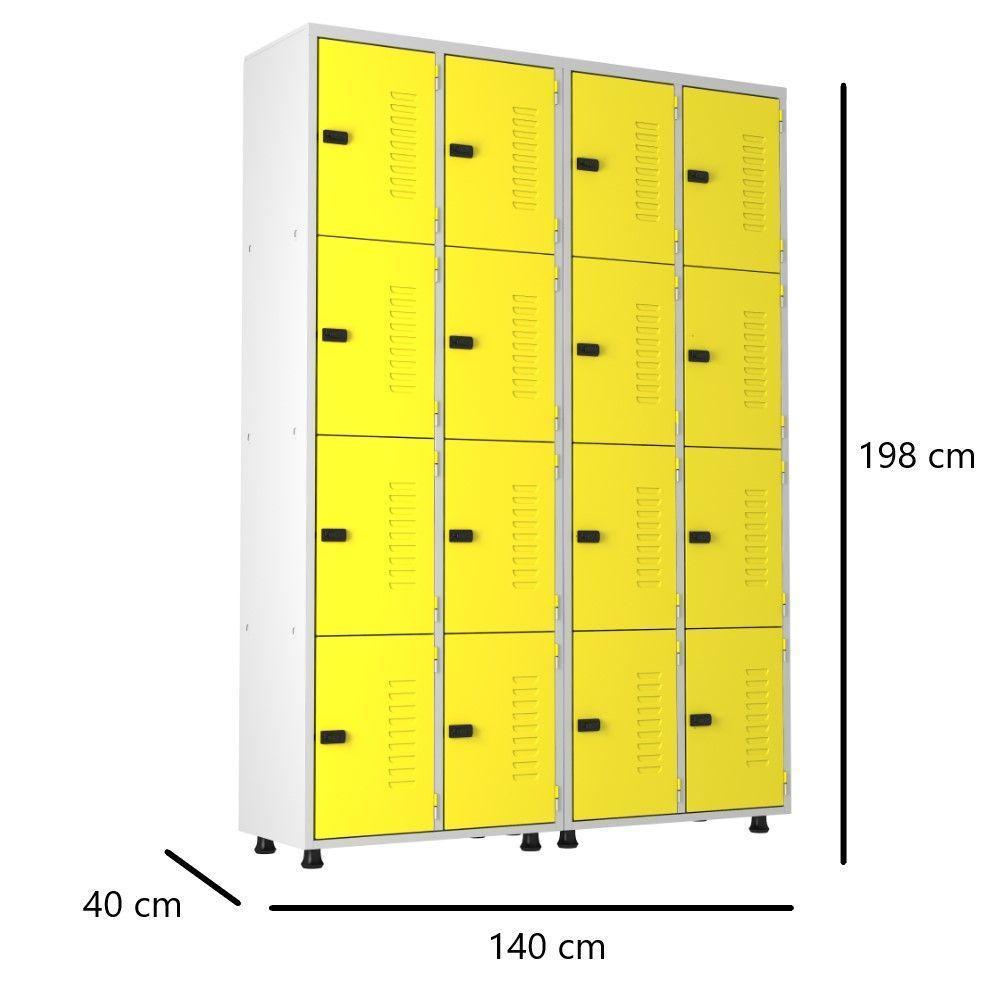 Armário Roupeiro Aço 16 Portas Academia Guarda Volume Trinco Amarelo - 7