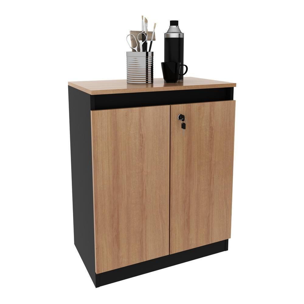 Balcão Escritório Com Chave Multimóveis Cr25046 Amêndoa-preto - 1