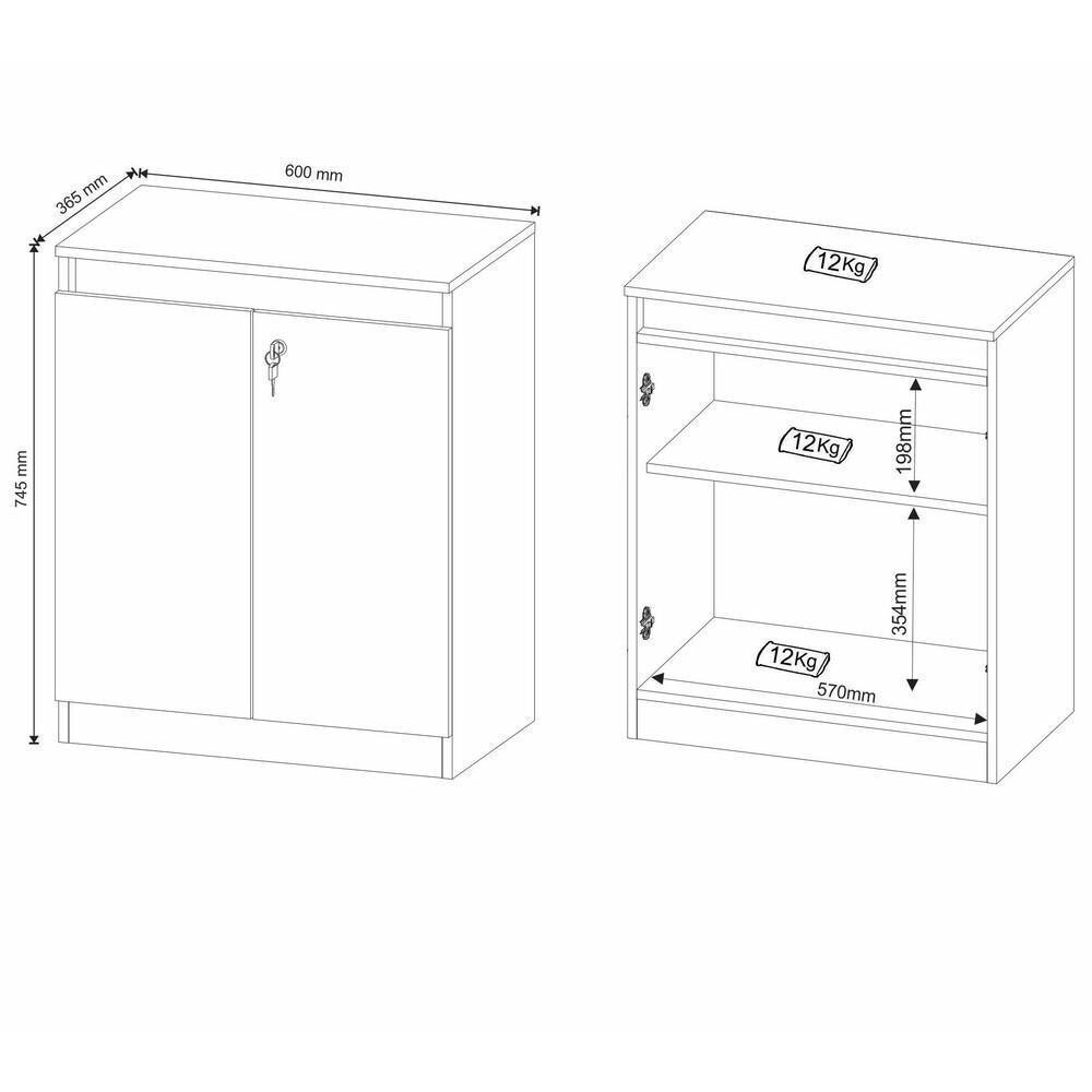 Balcão Escritório Com Chave Multimóveis Cr25046 Amêndoa-preto - 2