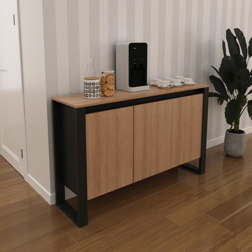 Balcão Escritório Com 3 Portas Multimóveis Cr25044 Amêndoa-preto - 2