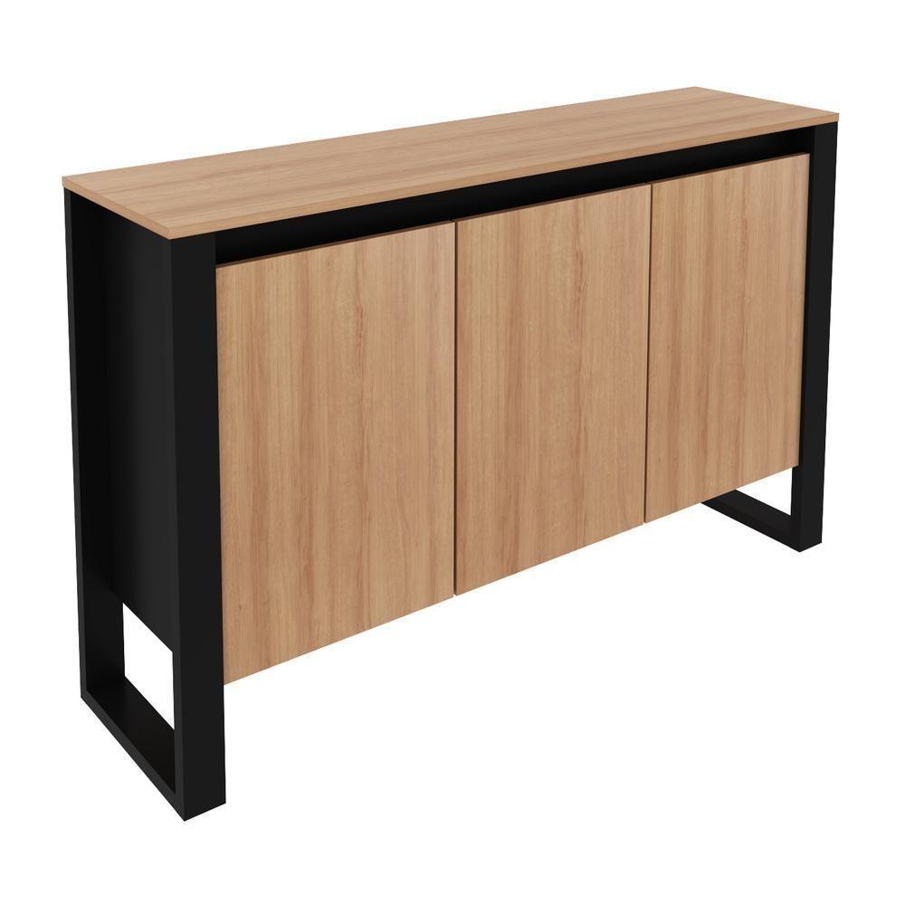 Balcão Escritório Com 3 Portas Multimóveis Cr25044 Amêndoa-preto - 3