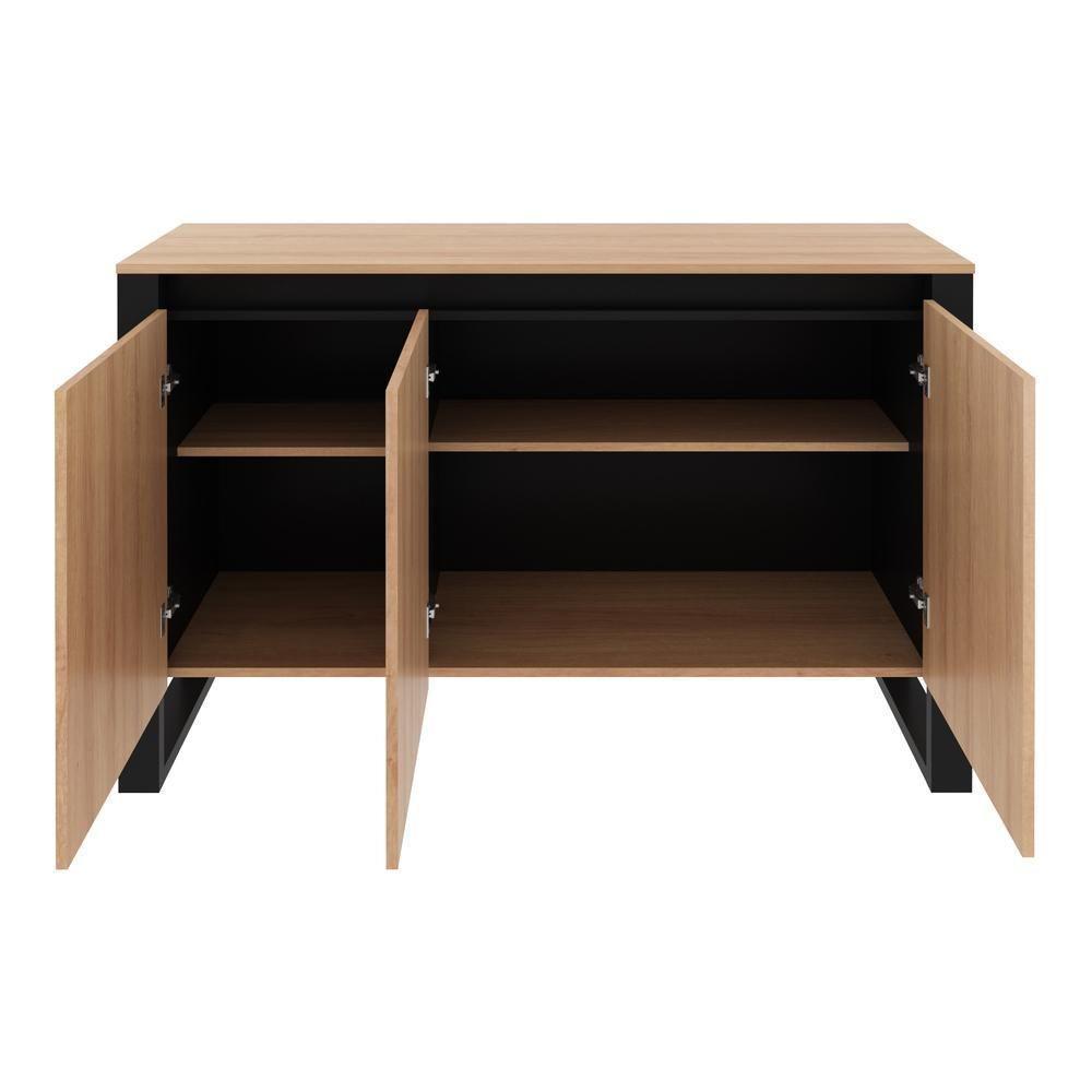 Balcão Escritório Com 3 Portas Multimóveis Cr25044 Amêndoa-preto - 5