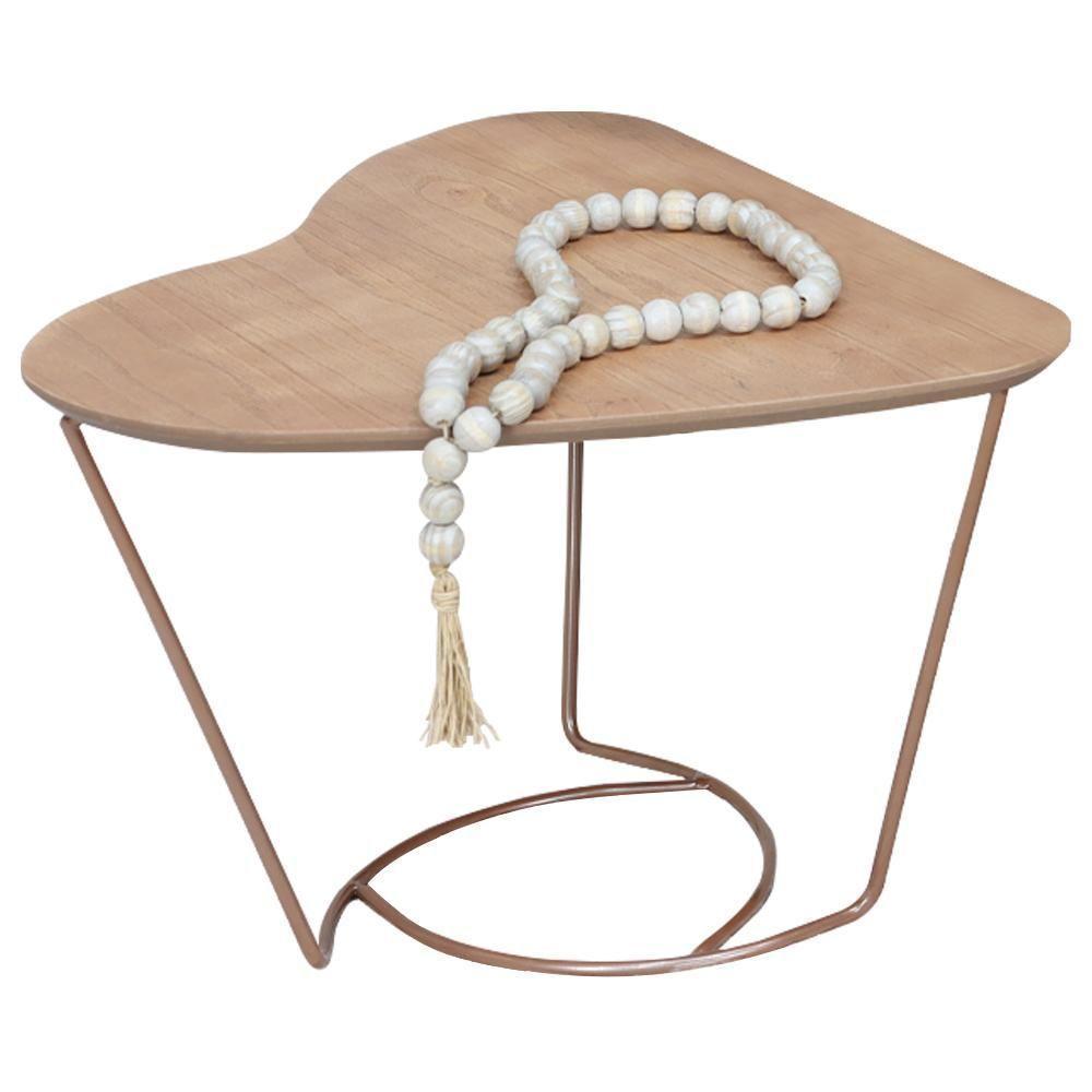 Mesa De Centro Organica Coraçao Amendoa Base Metal Cobre Nacc Amendoa Cobre - 1