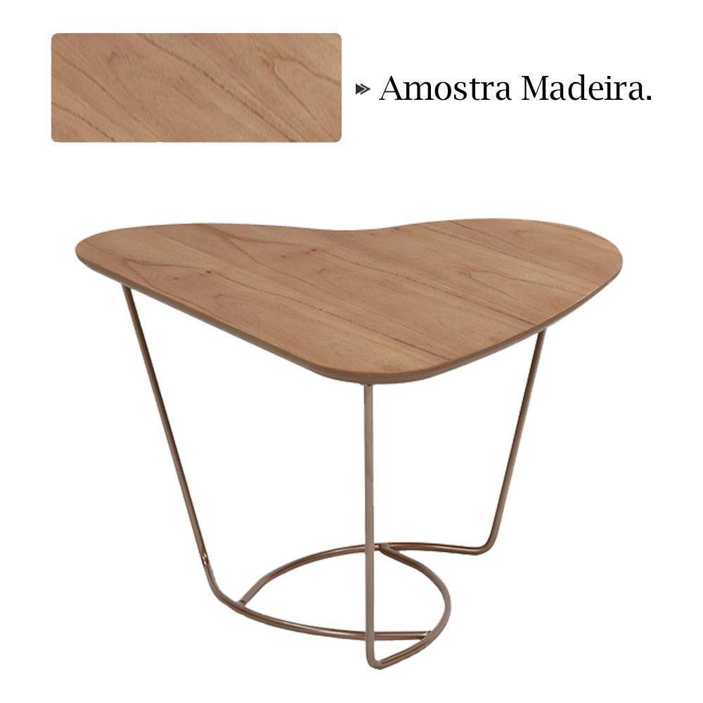 Mesa De Centro Organica Coraçao Amendoa Base Metal Cobre Nacc Amendoa Cobre - 2