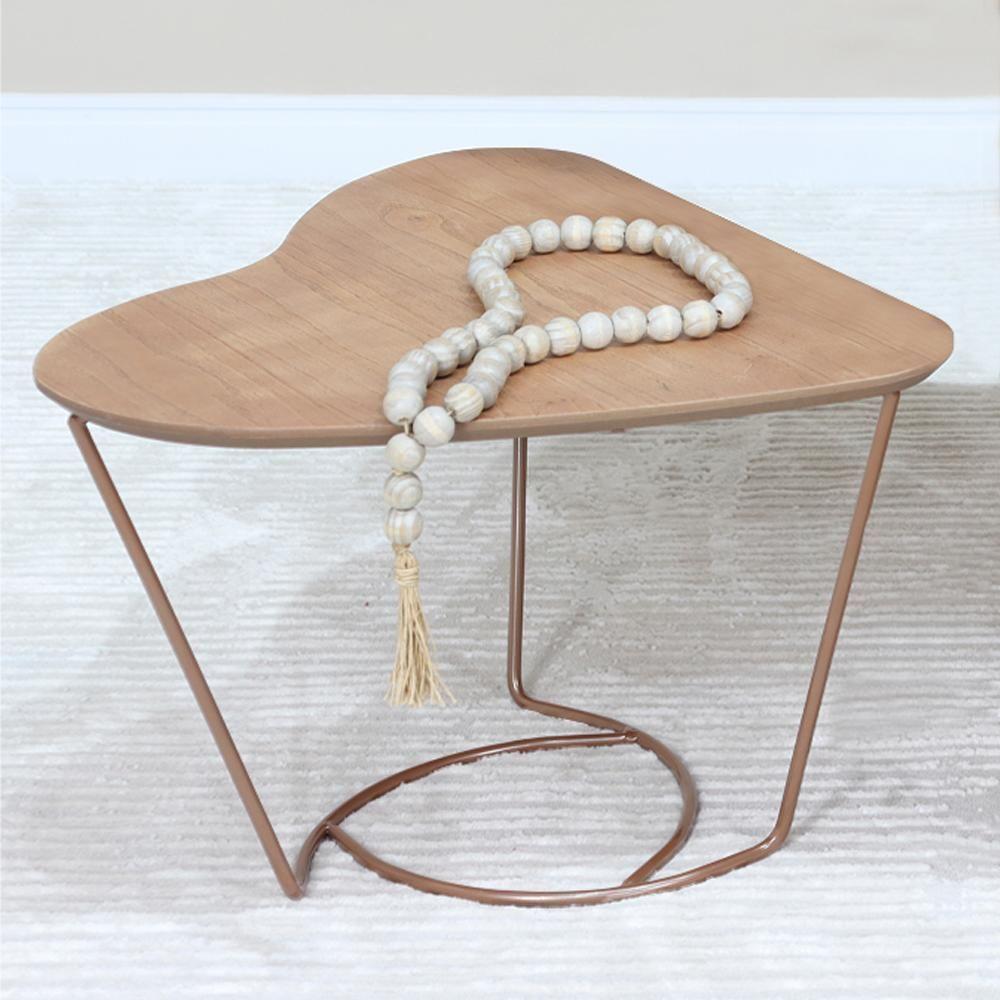 Mesa De Centro Organica Coraçao Amendoa Base Metal Cobre Nacc Amendoa Cobre - 3