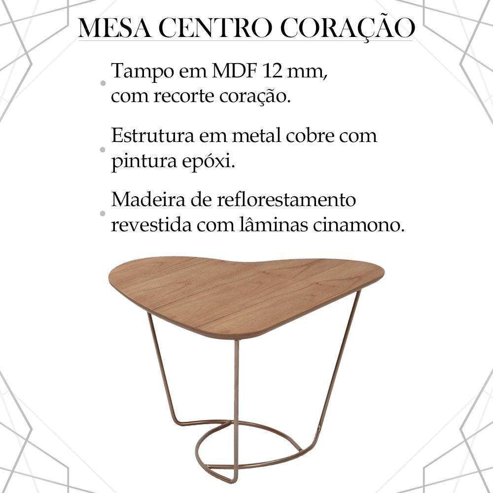 Mesa De Centro Organica Coraçao Amendoa Base Metal Cobre Nacc Amendoa Cobre - 4
