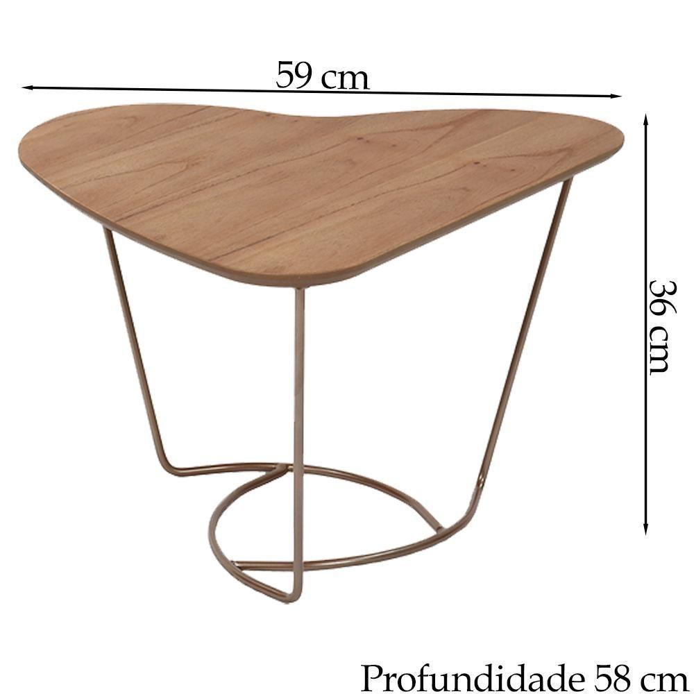 Mesa De Centro Organica Coraçao Amendoa Base Metal Cobre Nacc Amendoa Cobre - 5