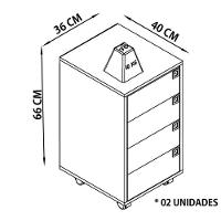 Kit 2 Gaveteiros Para Escritorio 4 Gavetas Of001 Grafite Mel Pp Milani Store Grafite Mel - 2