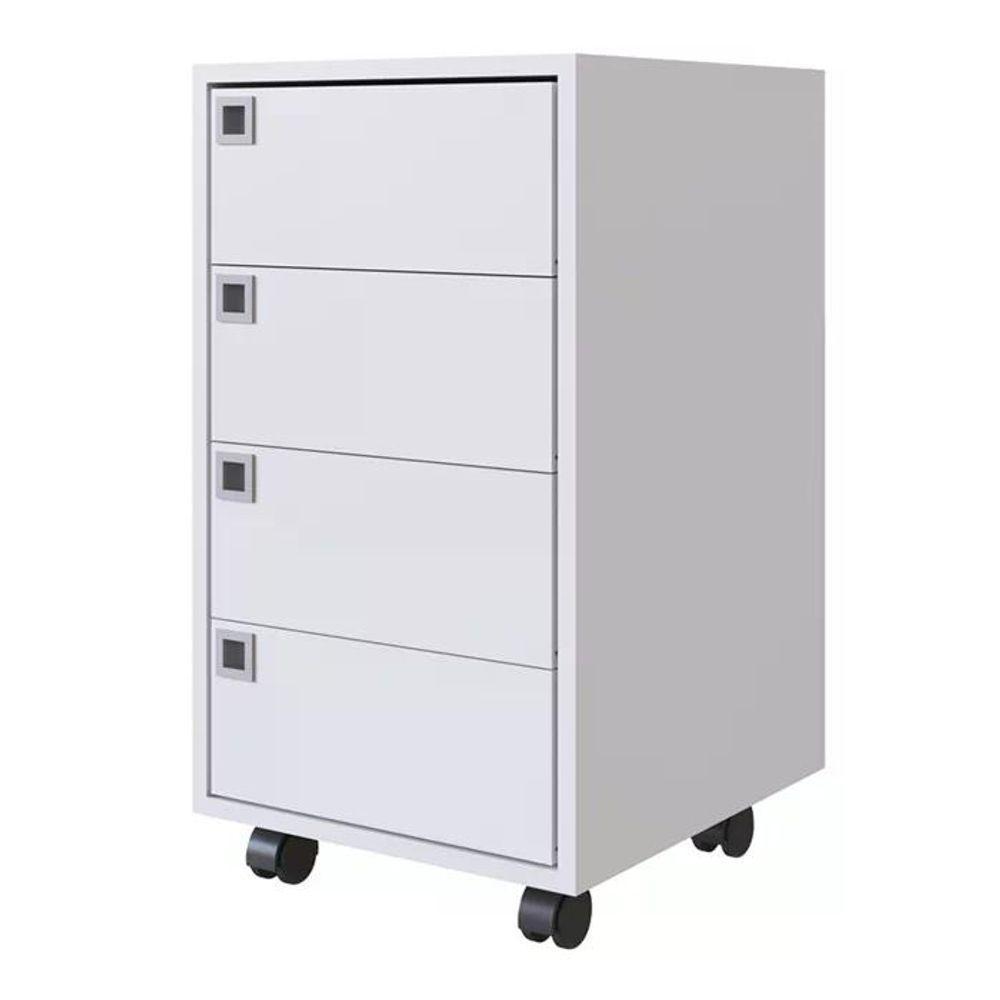 Kit 2 Gaveteiros Para Escritorio 4 Gavetas Ob001 Branco Pp Milani Store Branco - 4