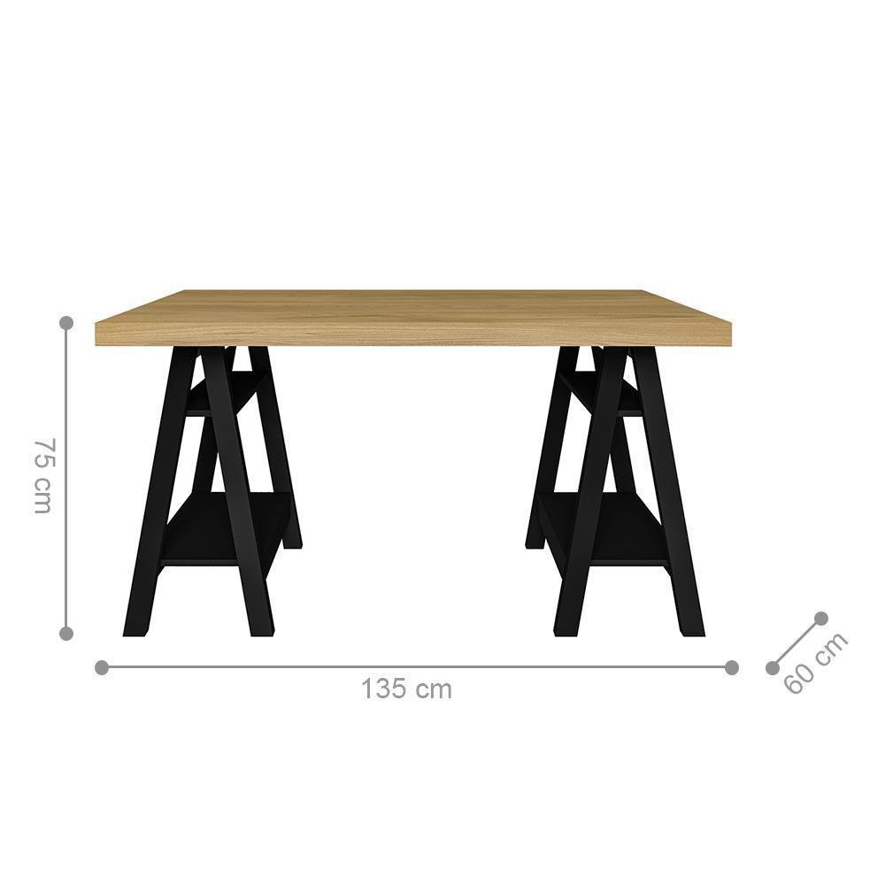 Mesa De Computador Com 4 Prateleiras Montana Olmo Preto - 7