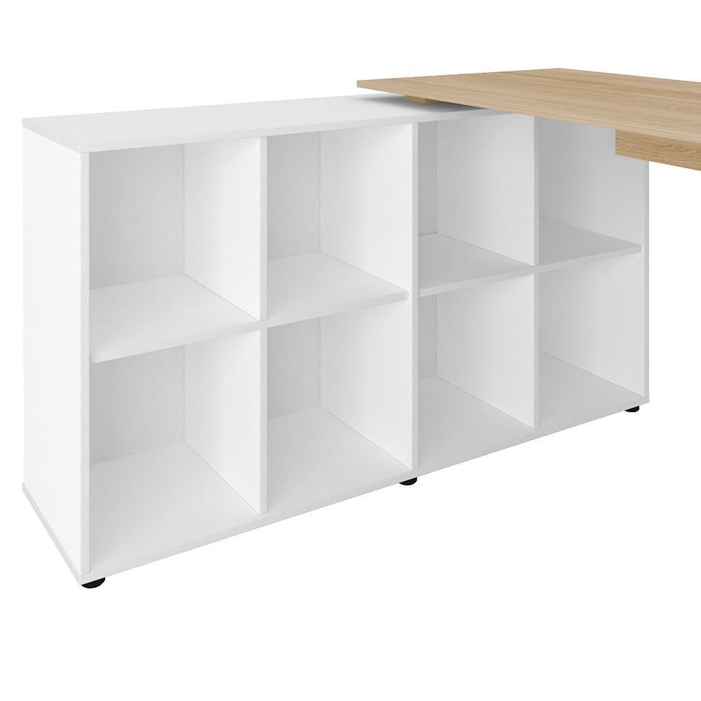 Mesa De Computador Em L 8 Nichos Delaware Carvalho Branco - 7