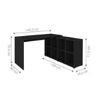 Mesa De Computador Em L 8 Nichos Delaware Preto