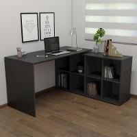 Mesa De Computador Em L 8 Nichos Delaware Preto - 5