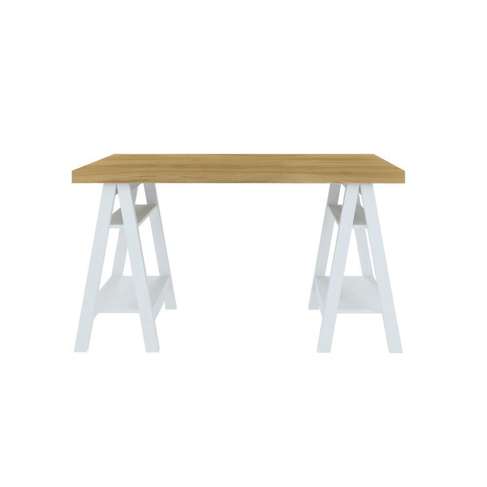 Mesa De Computador Com 4 Prateleiras Montana Olmo Branco - 2