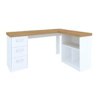 Mesa De Computador Em L 3 Gavetas Alaska Olmo Branco