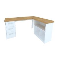 Mesa De Computador Em L 3 Gavetas Alaska Olmo Branco - 5