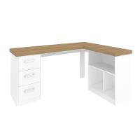 Mesa De Computador Em L 3 Gavetas Alaska Olmo Branco - 6