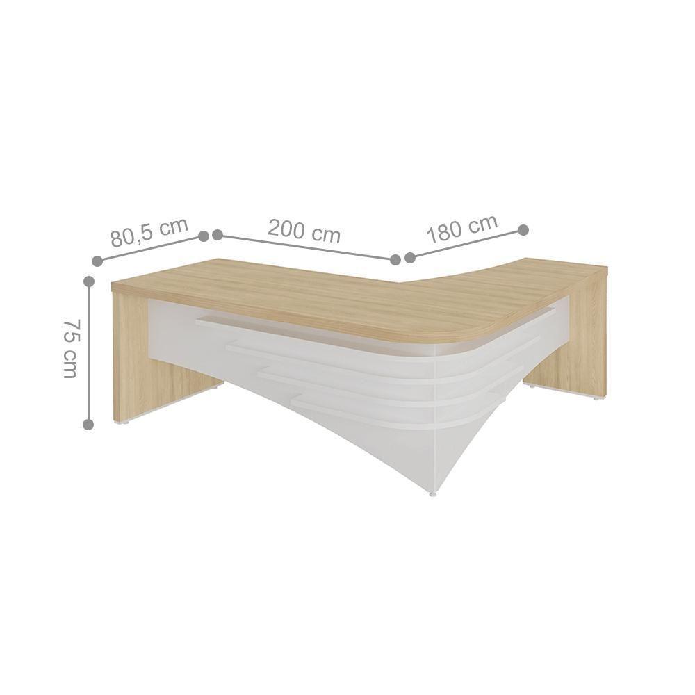 Jogo Balcão E Mesa Executiva Peters Carvalho Branco - 8