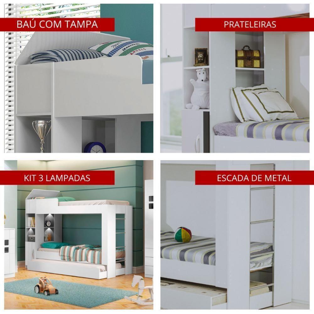 Beliche Ditália Cama Auxiliar Com Kit Luz Cm-15 Cor:branco Branco - 4