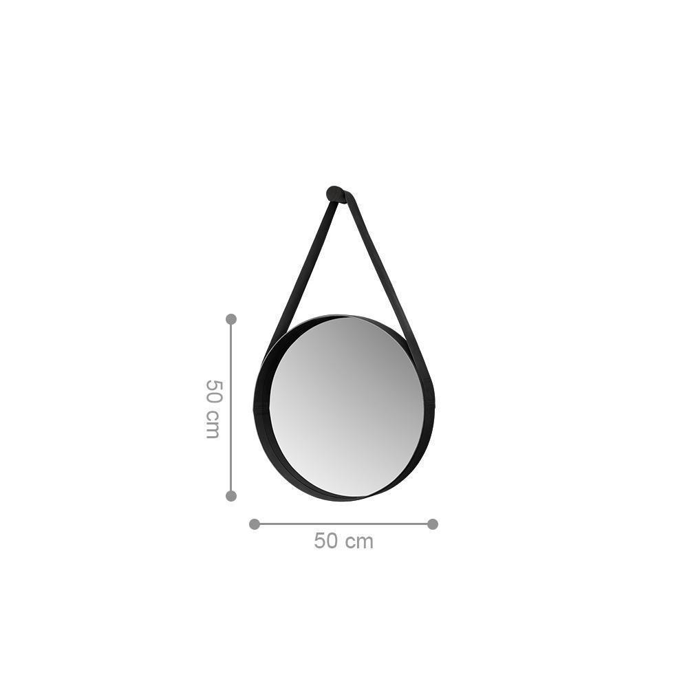 Espelho Decorativo Redondo 50 Cm Com Alça Bari Preto - 2