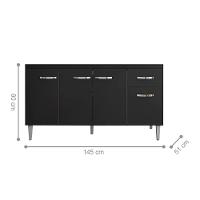 Balcão De Cozinha 4 Portas 1.5 Exeter Preto Fosco - 2