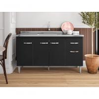 Balcão De Cozinha 4 Portas 1.5 Exeter Preto Fosco - 6