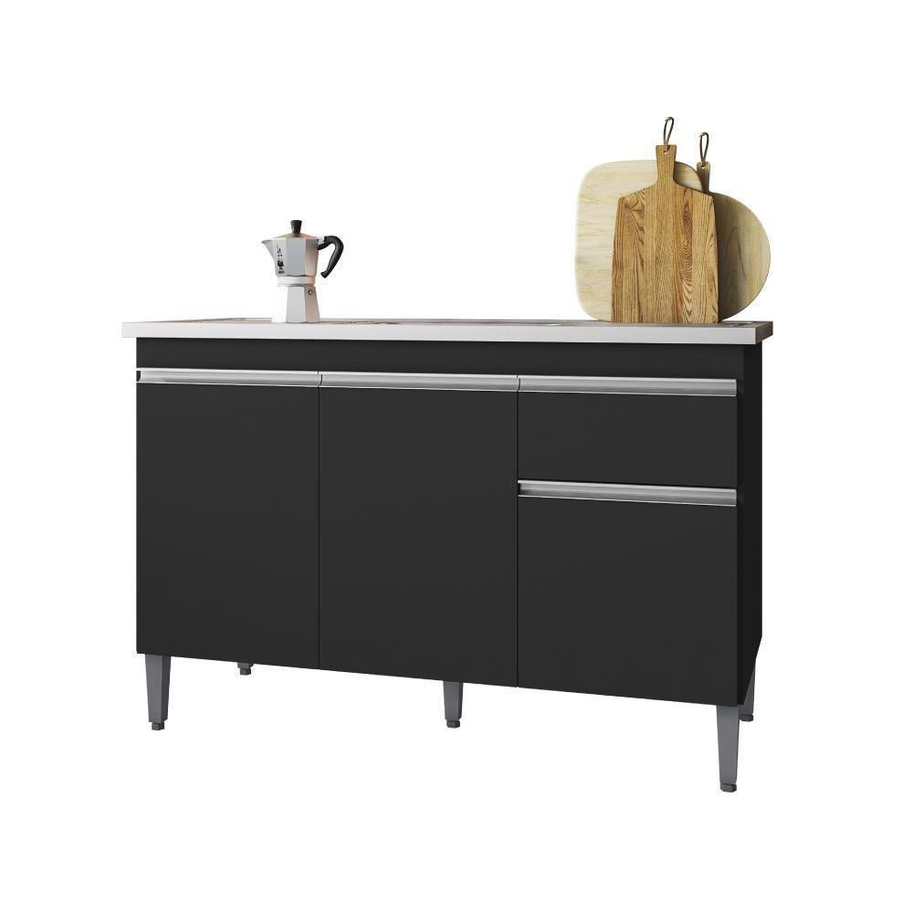 Balcão De Cozinha 2 Portas Oxford Preto Fosco - 2