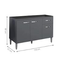 Balcão De Cozinha 3 Portas Cheltenham Cinza Fosco - 4