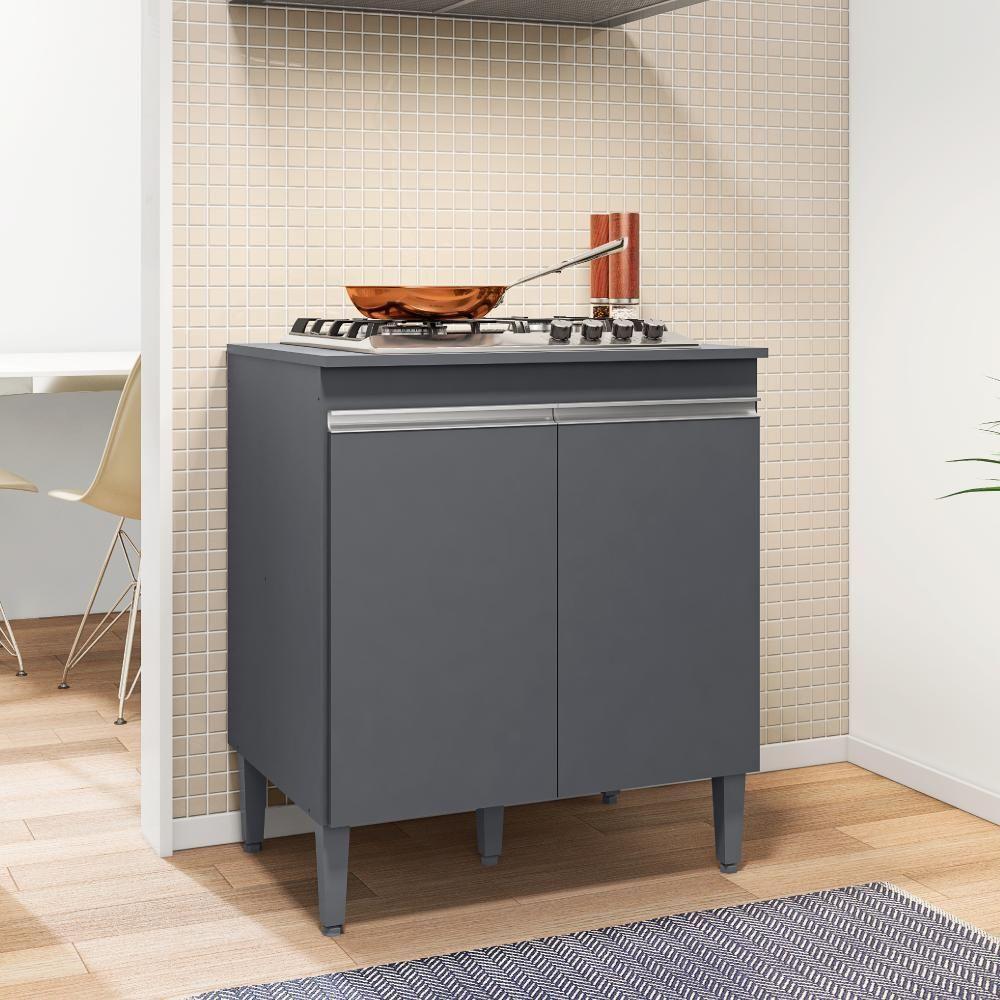 Balcão De Cozinha 2 Portas Cambrigde Cinza Fosco - 1
