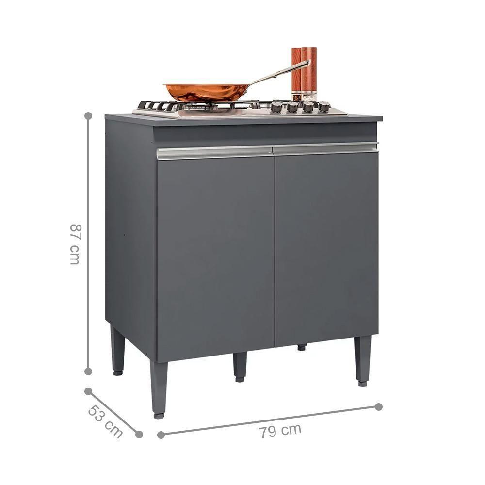 Balcão De Cozinha 2 Portas Cambrigde Cinza Fosco - 3