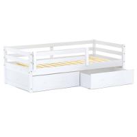 Cama Infantil Eco Com 02 Gavetas E Grade De Proteção Madeira Maciça Branco Mobilistore - 1