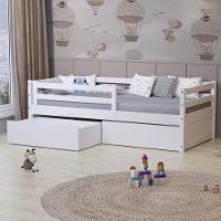 Cama Infantil Eco Com 02 Gavetas E Grade De Proteção Madeira Maciça Branco Mobilistore - 3