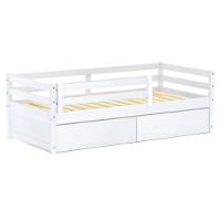 Cama Solteiro Eco Com 02 Gavetas E Grade De Proteção Madeira Maciça Branco Mobilistore - 5