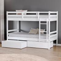 Beliche Solteiro Eco Com 02 Gavetas Madeira Maciça Branco Megamobilia