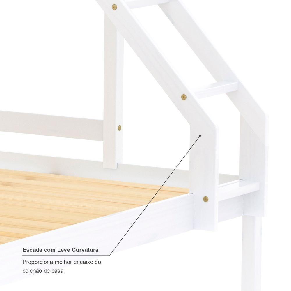 Beliche Com Cama Casal Eco Com 02 Gavetas Madeira Maciça Branco Mobilistore - 6