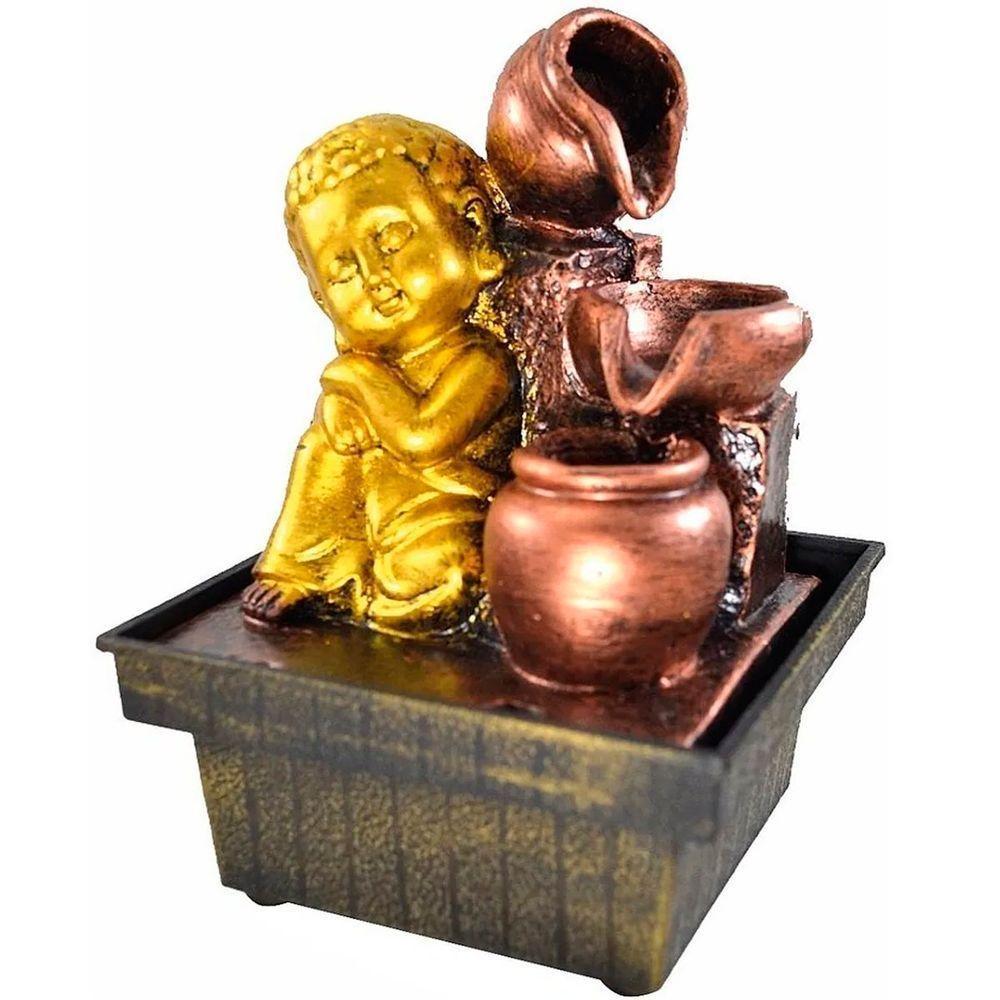 Fonte De água Cascata Buda 3 Quedas Decoração Resina Bivolt - 1