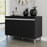 Balcão Para Cozinha 3 Portas Leyton Preto - 1