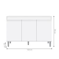 Balcão Para Cozinha 3 Portas Leyton Branco - 4