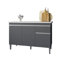 Balcão Para Cozinha 2 Portas Forks Cinza Fosco - 2