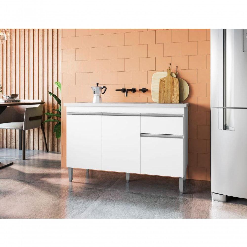 Balcão Para Cozinha 2 Portas Forks Branco - 2