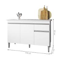 Balcão Para Cozinha 2 Portas Forks Branco - 4