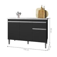 Balcão Para Cozinha 2 Portas Forks Preto Fosco - 2