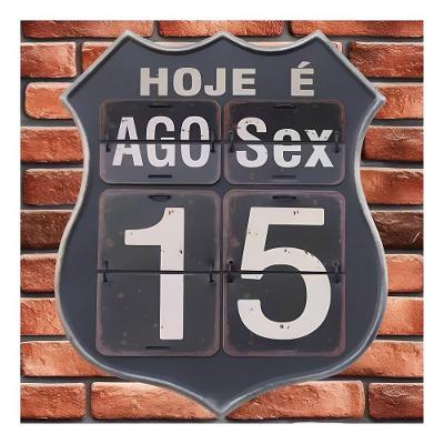 Calendário Decorativo Parede Vintage Retrô Flip 40cm Preto