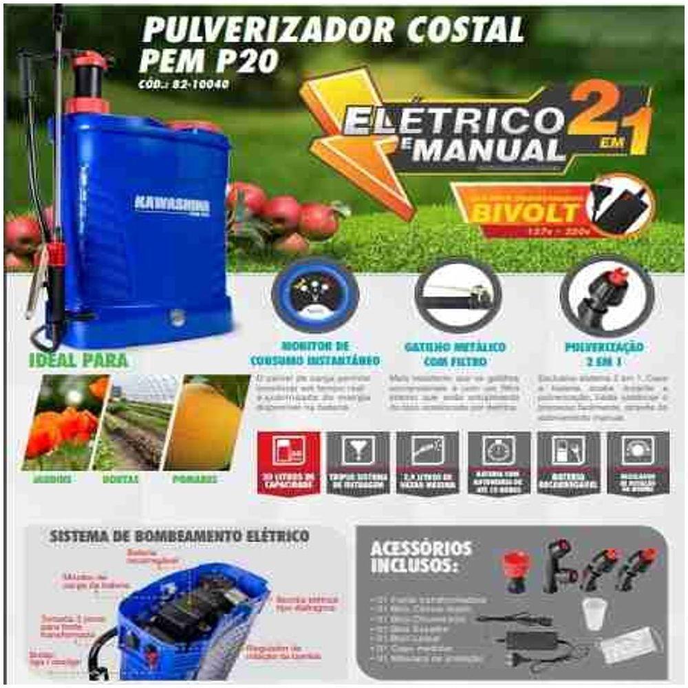Pulverizador Costal Elétrico Bateria Recarregável 20 Litros - 3