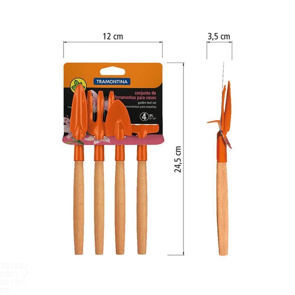 Conjunto Para Jardinagem Tramontina Peças Metálicas Com Cabo De Madeira 4 Peças Tramontina - 4