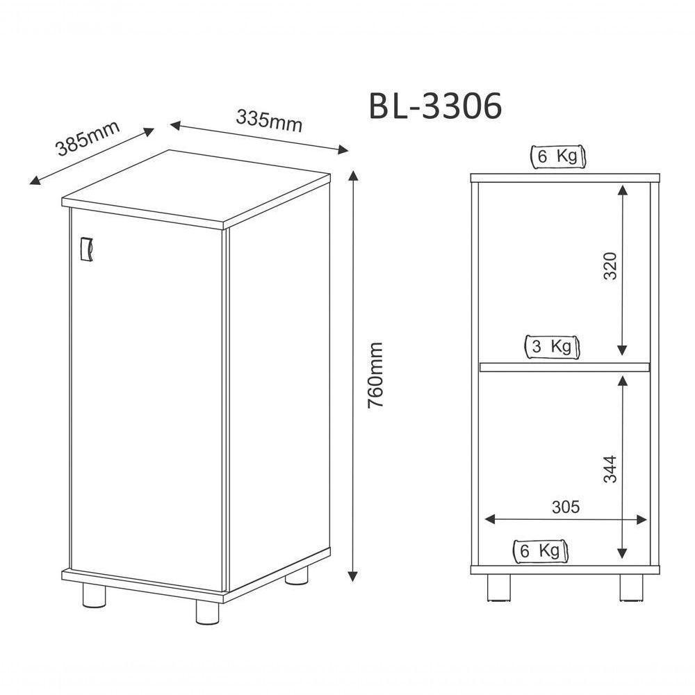 Balcão Para Bebedouro 01 Porta Bl3306 Branco Branco - 6
